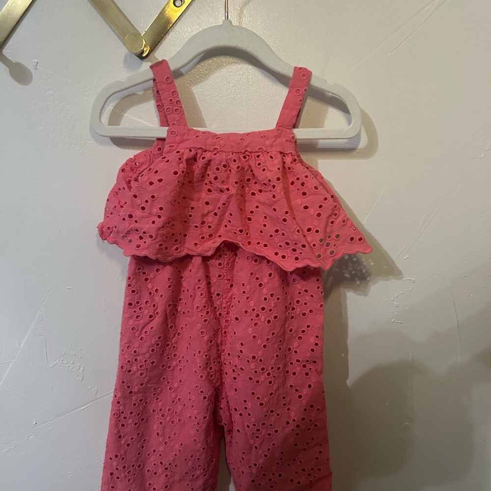 Zara Pink Floral Jumpsuit with Ruffled Overlay